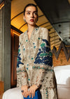 Maria .B -3PC DHANAKEMBROIDERED SHIRT WITH DHANAK PRINTED SHAWL AND TROUSER SDCW-1286