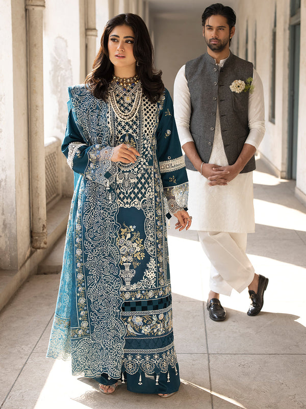 MAHNUR ✦-Premium Unstitched Dhanak Embroidered with Dhanak Embroidery Shawls Suit SDCW-1244