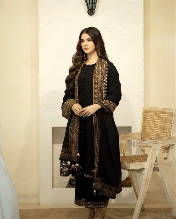 Aylin Dhanak Luxury Embroidered Winter 3 Piece Dress SDCW-1257