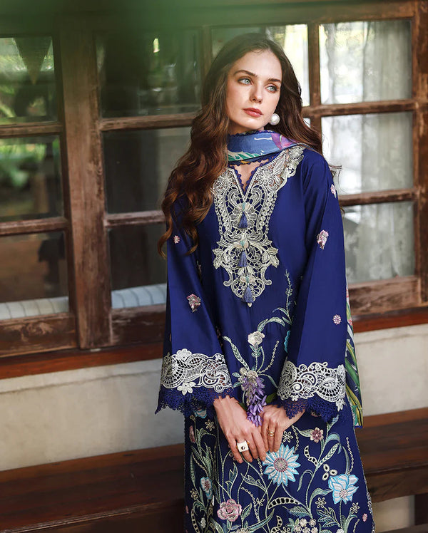 MUHSQ ✦-Premium Unstitched Dhanak Embroidered with Printed Shawls Suit SDCW-1242