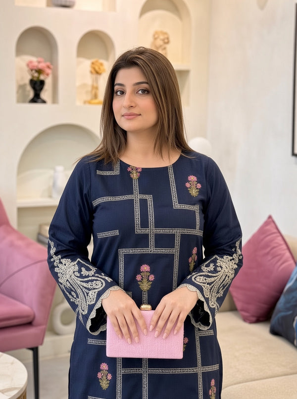 Sui Dhagay Heavy Embroidered Dhanak 2Piece Suit SDCW-1235