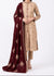 KEYSERIA - 3PC DHANAK FABRIC EMBROIDERED SHIRT WITH DHANAK EMBROIDERED SHAWL AND TROUSER SDCW-1282