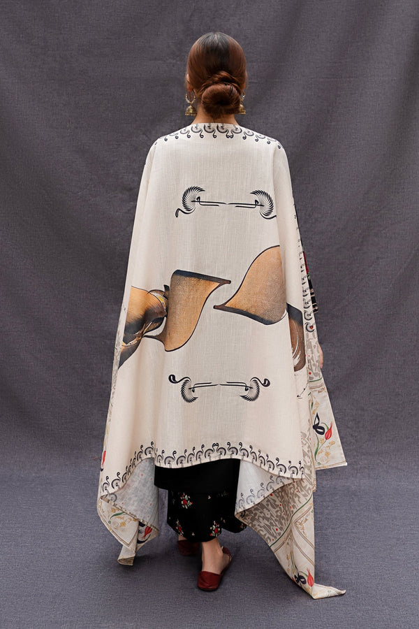 URGE 3PC DHANAK FABRIC EMBROIDERED SHIRT WITH PRINTED SHAWL AND TROUSER SDCW-1226