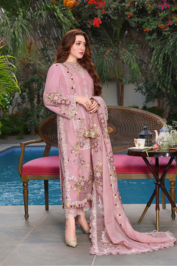 ANEELAS - 3PC DHANAK FABRIC EMBROIDERED SHIRT WITH DHANAK EMBROIDERED SHAWL AND TROUSER SDCW-1191
