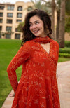 FAIZA SAQLAIN-FROCK 3PC LAWN EMBROIDERED SHIRT WITH CHUNRI PRINTED EMBROIDERED DUPATTA AND TROUSER SDC-1073