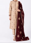 KEYSERIA - 3PC DHANAK FABRIC EMBROIDERED SHIRT WITH DHANAK EMBROIDERED SHAWL AND TROUSER SDCW-1282