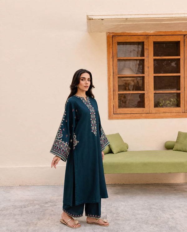 Batik Heavy Embroidered Dhanak 2Piece Suit SDCW-1235