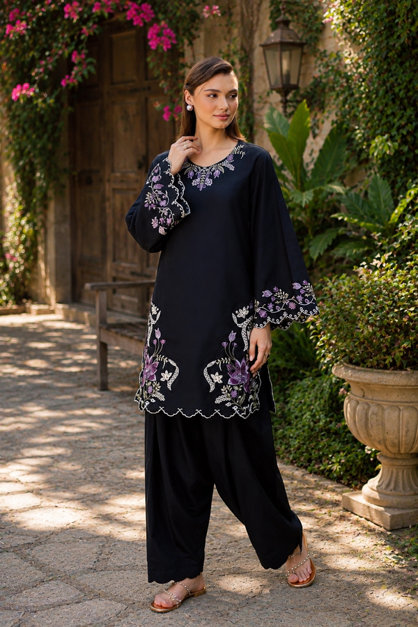 GARNET Heavy Embroidered Dhanak 2Piece Suit SDCW-1235