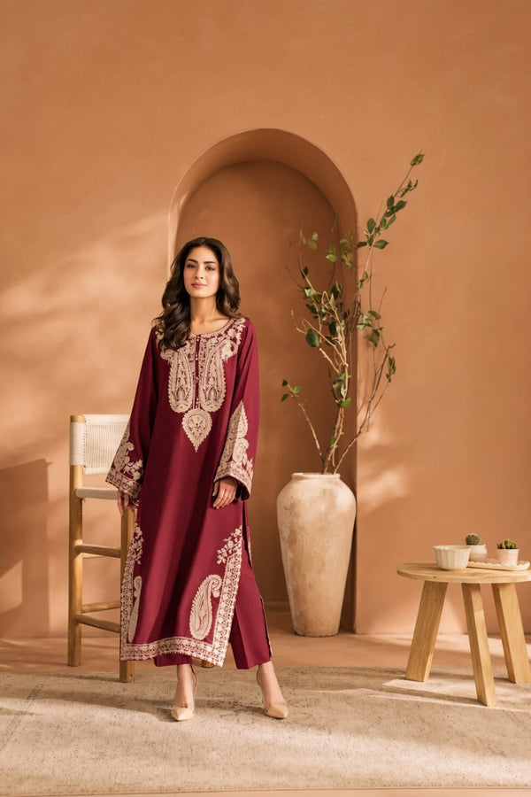 MARANA Heavy Embroidered Dhanak 2Piece Suit SDCW-1235