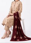 KEYSERIA - 3PC DHANAK FABRIC EMBROIDERED SHIRT WITH DHANAK EMBROIDERED SHAWL AND TROUSER SDCW-1282