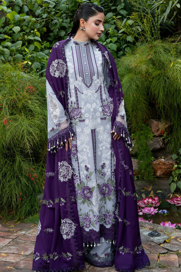 ANEELAS-3PC DHANAK EMBROIDERED SHIRT WITH DHANAK EMBROIDERED SHAWL AND TROUSER SDCW-1269