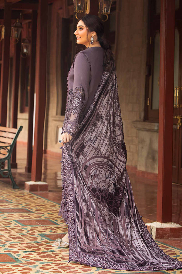 MARIA.B 3PC DHANAK FABRIC EMBROIDERED SHIRT WITH DHANAK PRINTED SHAWL AND TROUSER SDCW-1265