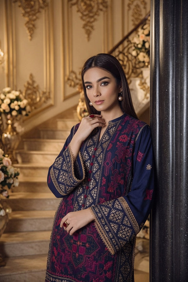 BAREEZE Heavy Embroidered Dhanak 2Piece Suit SDCW-1235