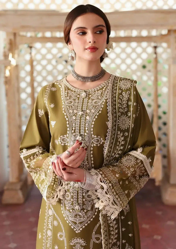 MAHNUR 3PC DHANAK FABRIC EMBROIDERED SHIRT WITH DHANAK EMBROIDERED SHAWL AND TROUSER SDCW-1227