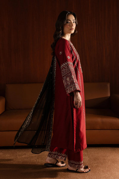 BATIK -3PC DHANAK EMBROIDERED SHIRT WITH DHANAK EMBROIDERED SHAWL AND TROUSER SDCW-1270