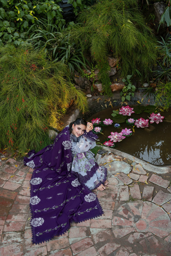 ANEELAS-3PC DHANAK EMBROIDERED SHIRT WITH DHANAK EMBROIDERED SHAWL AND TROUSER SDCW-1269