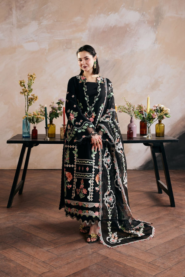 MARYAM - 3PC DHANAK FABRIC EMBROIDERED SHIRT WITH DHANAK EMBROIDERED SHAWL AND TROUSER SDCW-1186