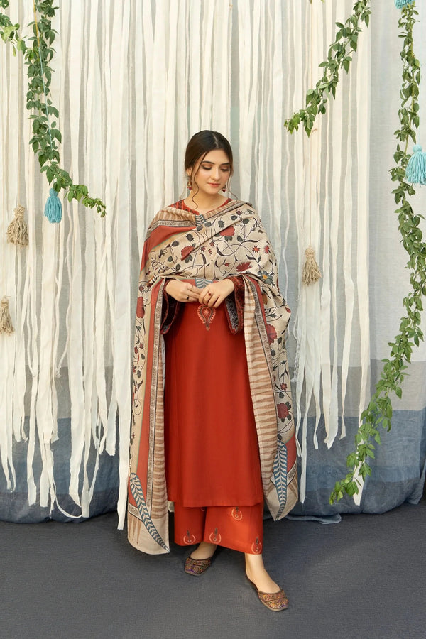 URGE 3PC LAWN EMBROIDERED SHIRT WITH MANAAR PRINTED DUPATTA AND TROUSER SDC-1056