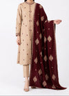 KEYSERIA - 3PC DHANAK FABRIC EMBROIDERED SHIRT WITH DHANAK EMBROIDERED SHAWL AND TROUSER SDCW-1282