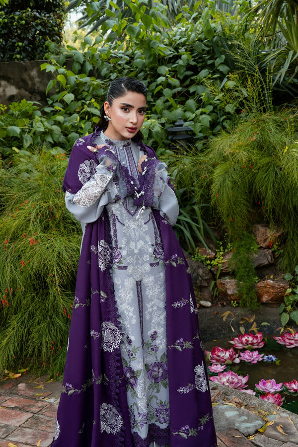 ANEELAS-3PC DHANAK EMBROIDERED SHIRT WITH DHANAK EMBROIDERED SHAWL AND TROUSER SDCW-1269