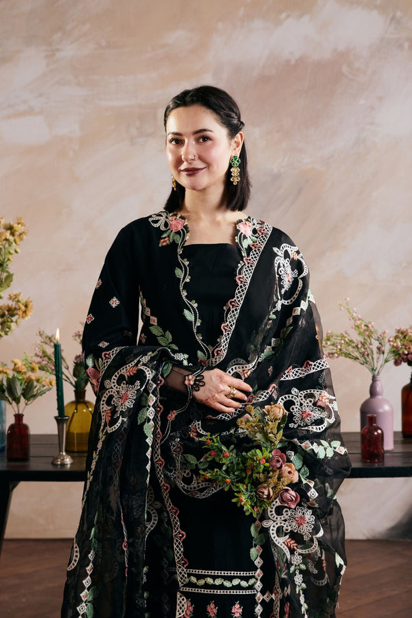 MARYAM - 3PC DHANAK FABRIC EMBROIDERED SHIRT WITH DHANAK EMBROIDERED SHAWL AND TROUSER SDCW-1186