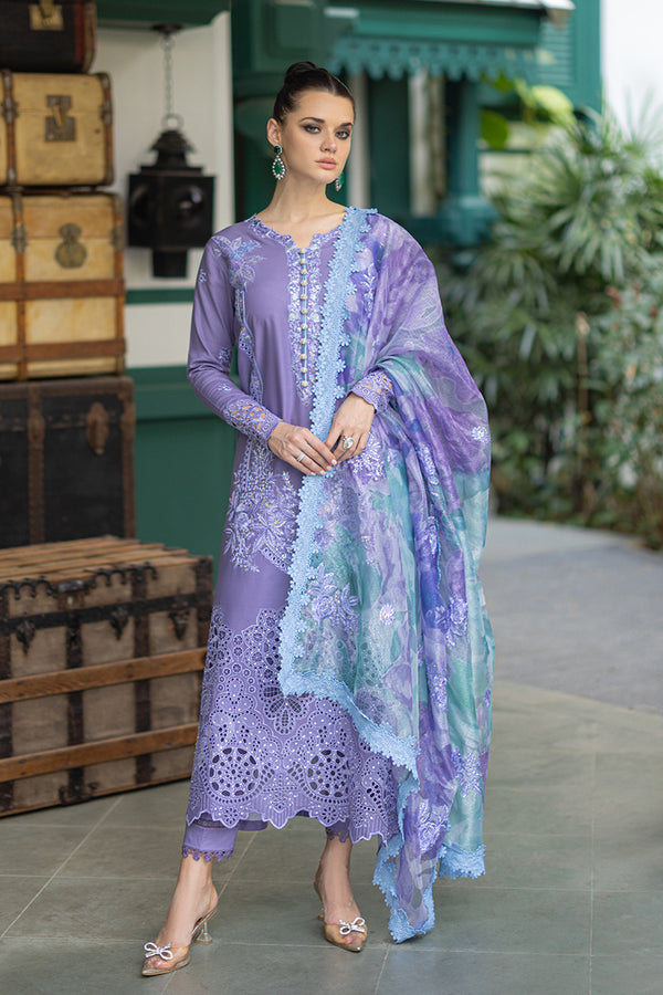 MUSHQ 3PC DHANAK FABRIC EMBROIDERED SHIRT WITH DHANAK PRINTED SHAWL AND TROUSER SDCW-1231