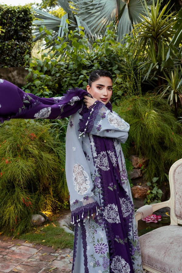 ANEELAS-3PC DHANAK EMBROIDERED SHIRT WITH DHANAK EMBROIDERED SHAWL AND TROUSER SDCW-1269