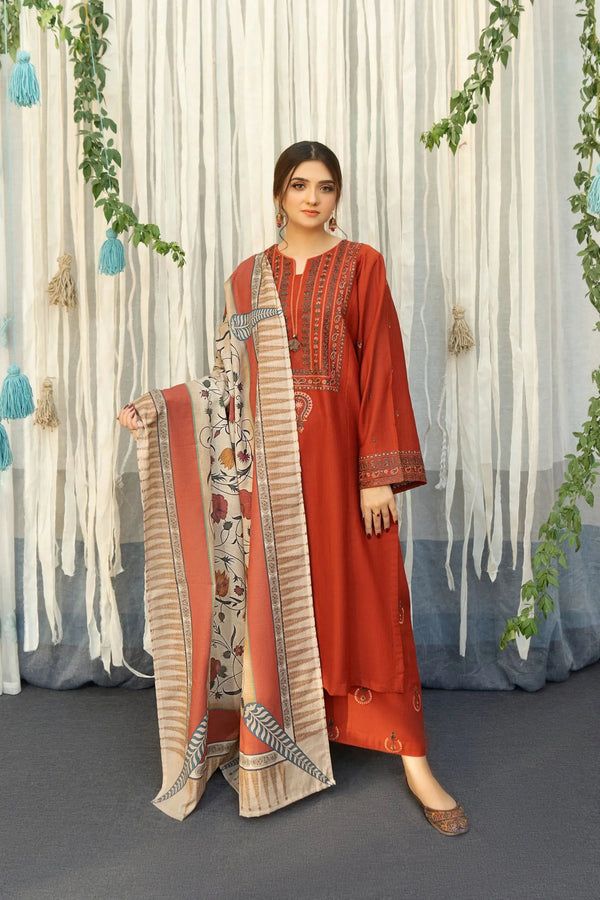 URGE 3PC LAWN EMBROIDERED SHIRT WITH MANAAR PRINTED DUPATTA AND TROUSER SDC-1056