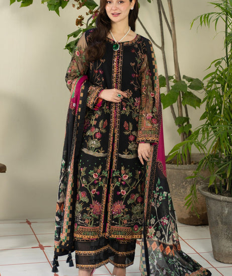 MARYAM 3PC DHANAK FABRIC EMBROIDERED SHIRT WITH DHANAK PRINTED SHAWL AND TROUSER SDCW-1263