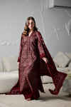 ZAIB -3PC DHANAK EMBROIDERED SHIRT WITH DHANAK EMBROIDERED SHAWL AND TROUSER SDCW-1274