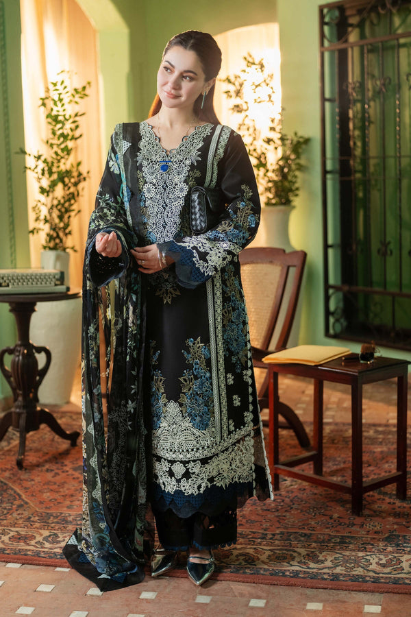 Jade 3PC DHANAK FABRIC EMBROIDERED SHIRT WITH DHANAK PRINTED SHAWL AND TROUSER SDCW-1267