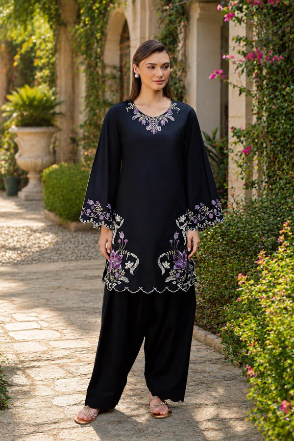 GARNET Heavy Embroidered Dhanak 2Piece Suit SDCW-1235