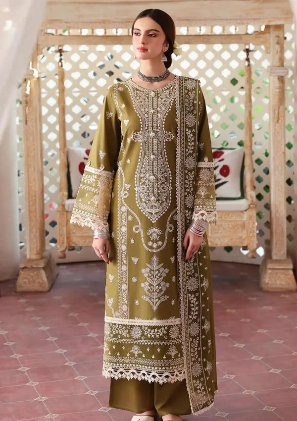 MAHNUR 3PC DHANAK FABRIC EMBROIDERED SHIRT WITH DHANAK EMBROIDERED SHAWL AND TROUSER SDCW-1227