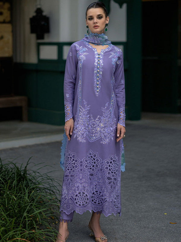 MUSHQ 3PC DHANAK FABRIC EMBROIDERED SHIRT WITH DHANAK PRINTED SHAWL AND TROUSER SDCW-1231