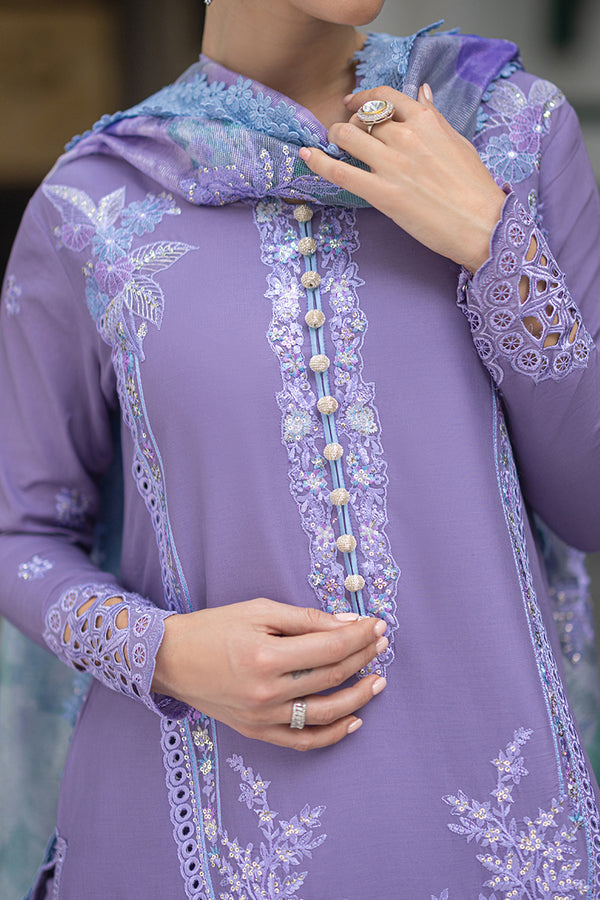 MUSHQ 3PC DHANAK FABRIC EMBROIDERED SHIRT WITH DHANAK PRINTED SHAWL AND TROUSER SDCW-1231