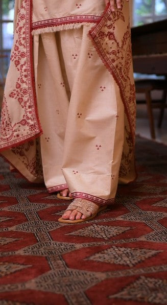 ANEELAS 3PC DHANAK FABRIC EMBROIDERED SHIRT WITH DHANAK EMBROIDERED SHAWL AND TROUSER SDCW-1262