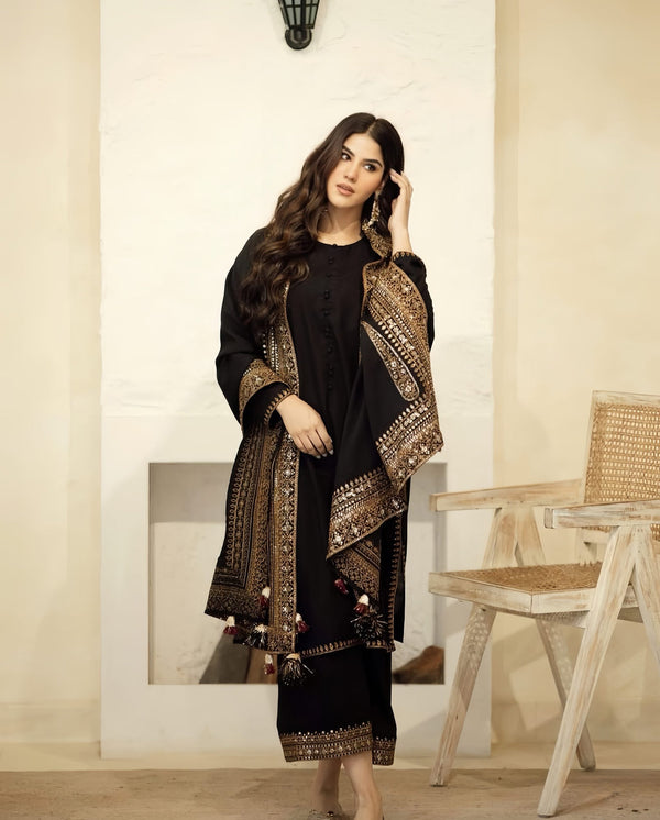 Aylin Dhanak Luxury Embroidered Winter 3 Piece Dress SDCW-1257