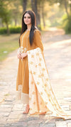 AISLING 3PC DHANAK FABRIC EMBROIDERED SHIRT WITH DHANAK EMBROIDERED SHAWL AND TROUSER SDCW-1229