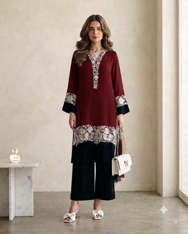 Sui Dhagay Heavy Embroidered Dhanak 2Piece Suit SDCW-1235