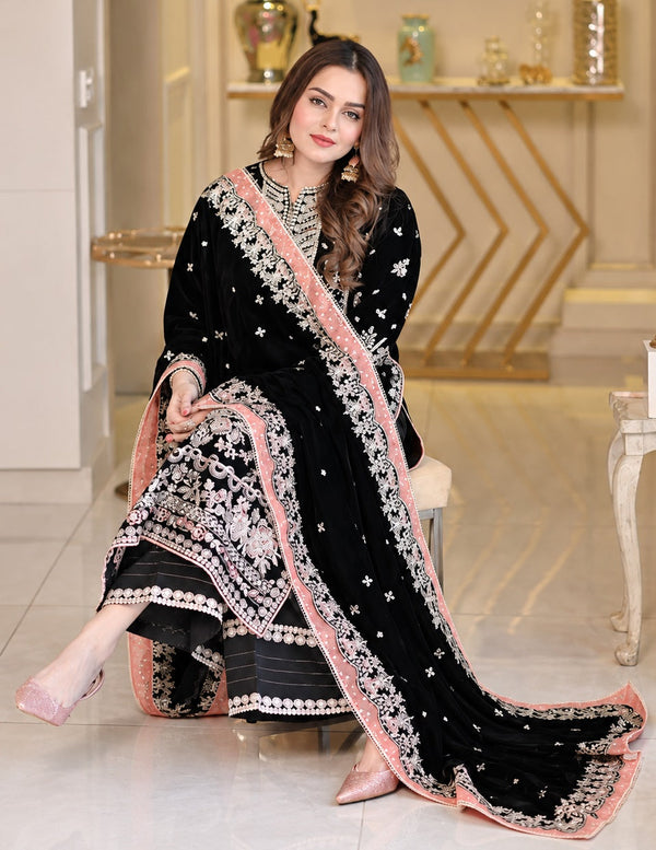 Aneela's Luxury Velvet Embroidered Collection 3 Piece Unstitched SDCW-1285