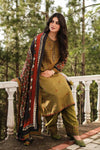 COCO BY ZARA JAHAN 3PC DHANAK FABRIC EMBROIDERED SHIRT WITH PRINTED SHAWL AND TROUSER SDCW-1230