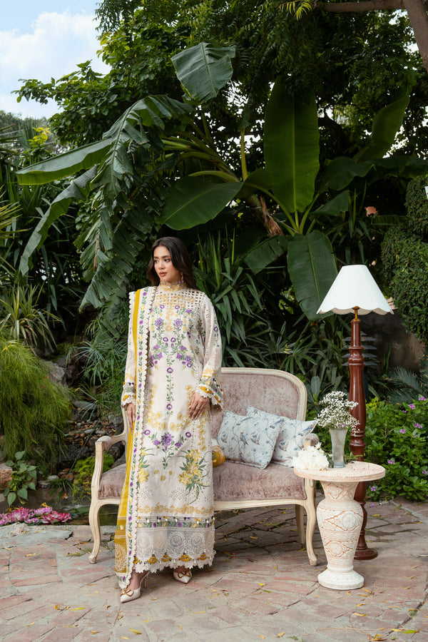 ANEELAS -3PC DHANAK EMBROIDERED SHIRT WITH DHANAK EMBROIDERED SHAWL AND TROUSER SDCW-1277