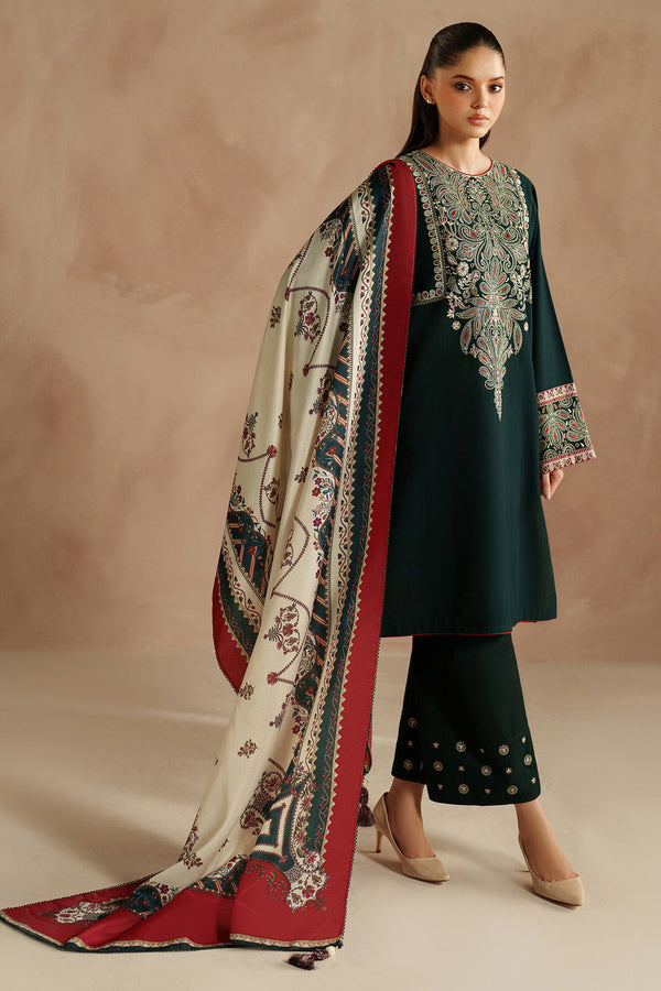 Jazmin ✦-Premium Unstitched Dhanak Embroidered with Printed Shawls 3pc Suit SDCW-1241