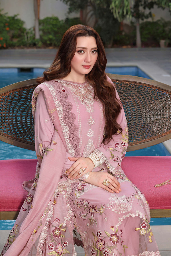 ANEELAS - 3PC DHANAK FABRIC EMBROIDERED SHIRT WITH DHANAK EMBROIDERED SHAWL AND TROUSER SDCW-1191